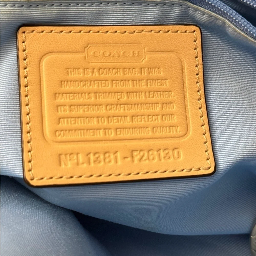 Coach Tan and Blue Shoulder Bag#F26130